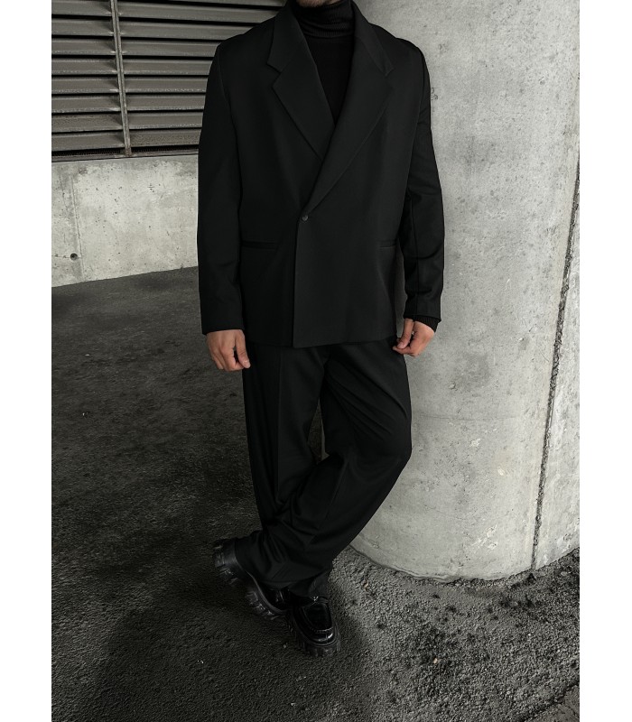 OVERSİZE YAN DETAYLI ÖZEL KESİM SİYAH TAKIM