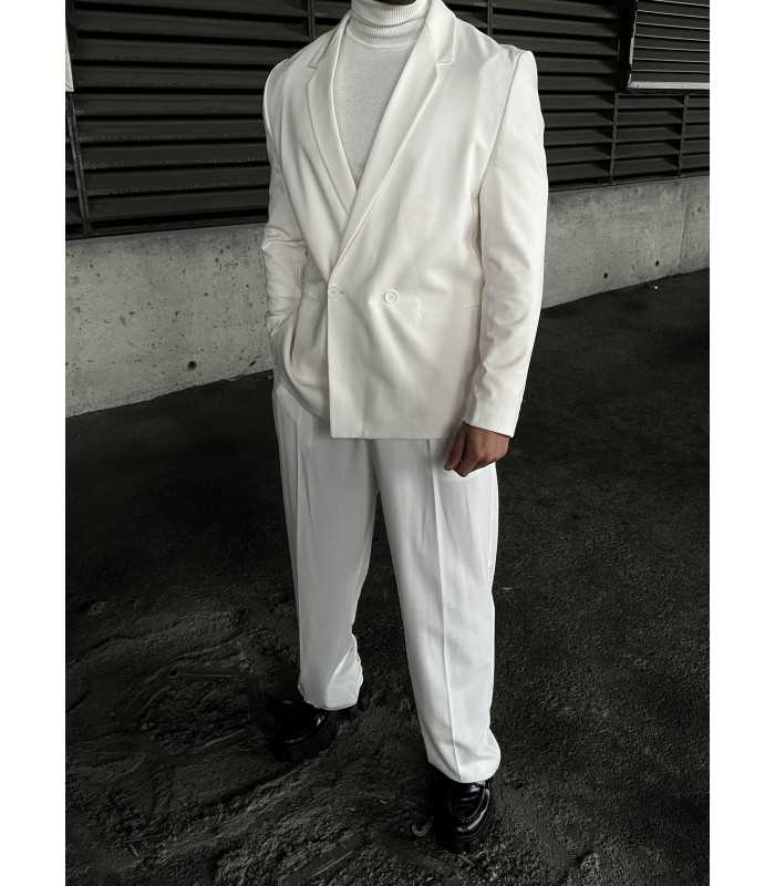 OVERSİZE YAN DETAYLI ÖZEL KESİM BEYAZ TAKIM