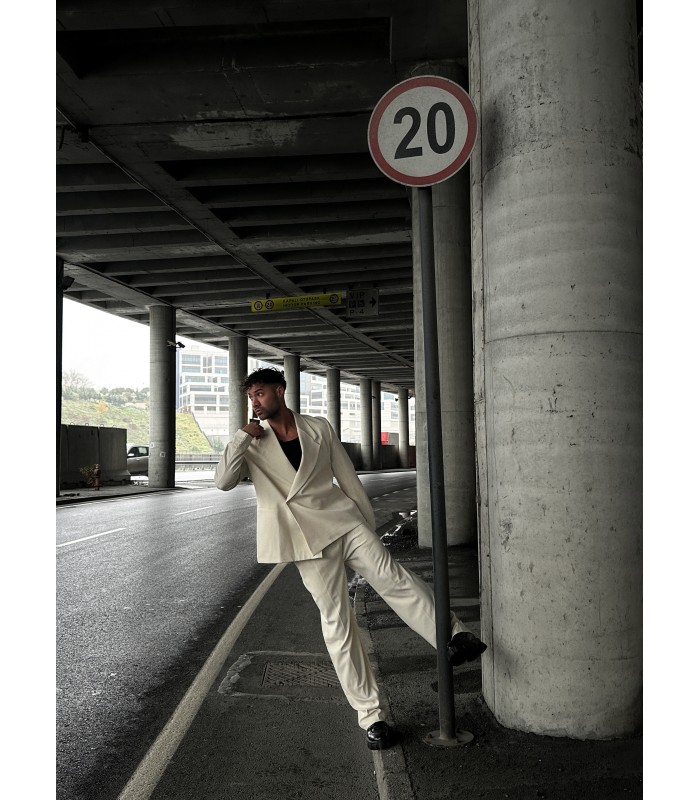 OVERSİZE YAN DETAYLI ÖZEL KESİM BEJ TAKIM