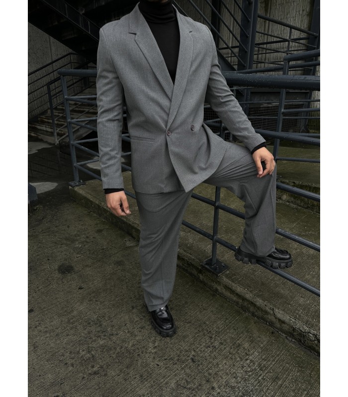 OVERSİZE YAN DETAYLI ÖZEL KESİM GRİ TAKIM