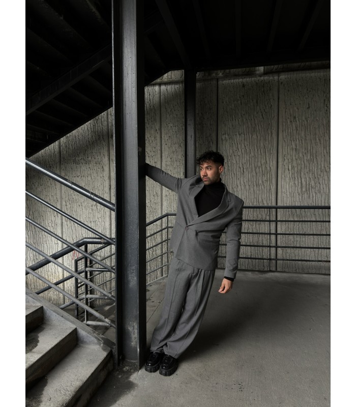 OVERSİZE YAN DETAYLI ÖZEL KESİM GRİ TAKIM