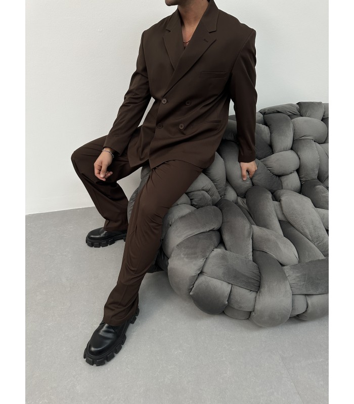 Yeni sezon oversize özel kesim kahverengi takım