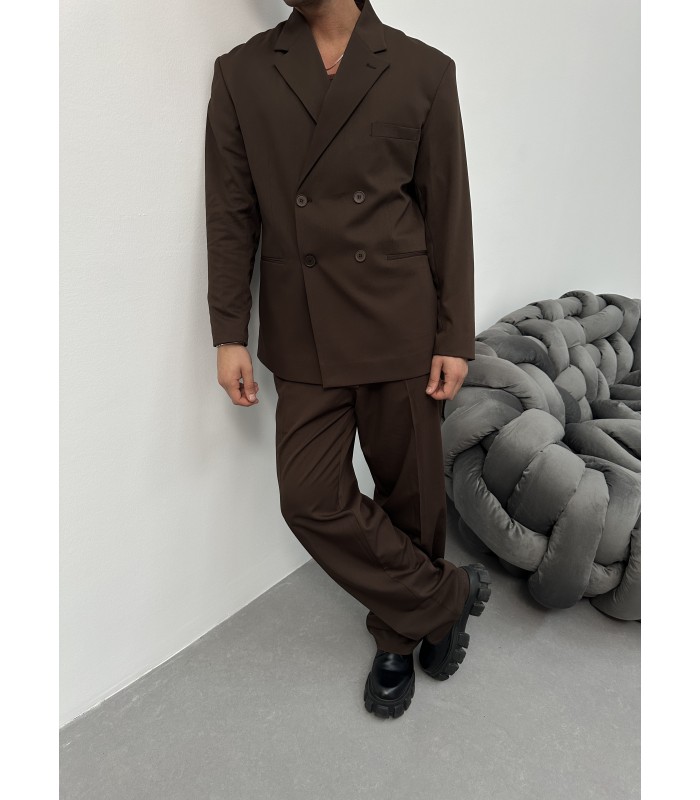 Yeni sezon oversize özel kesim kahverengi takım