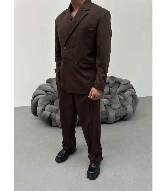 Yeni sezon oversize özel kesim kahverengi takım