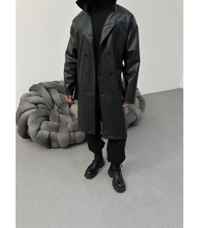 YENİ SEZON DERİ OVERSİZE TRENCH CEKET