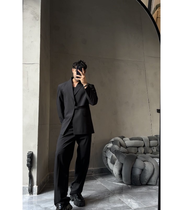 Yeni sezon yan detaylı siyah takım