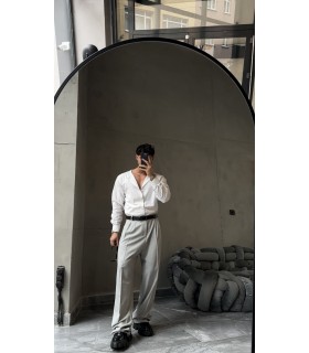 Tam keten beyaz oversize gömlek