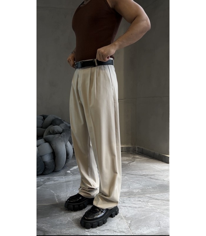 YENİ SEZON BAGGY KUMAŞ BEJ PANTOLON