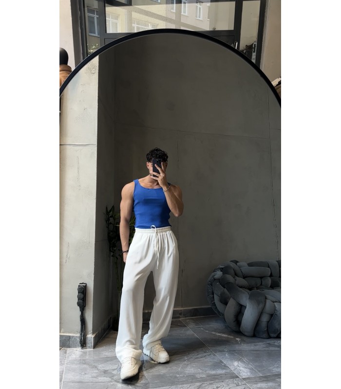 YÜKSEK KALİTE LİKRALI MAVİ ATLET