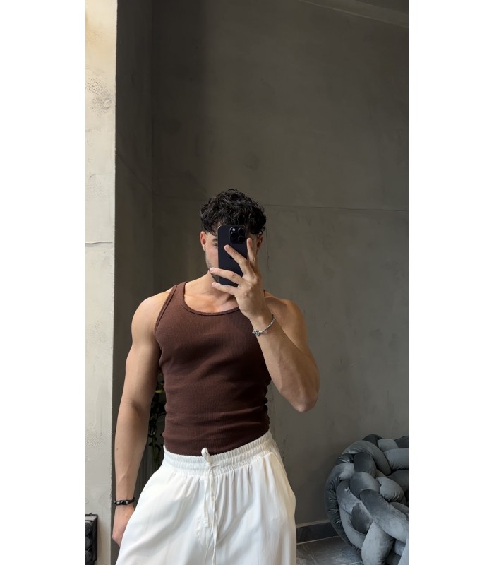 YÜKSEK KALİTE LİKRALI KAHVE ATLET