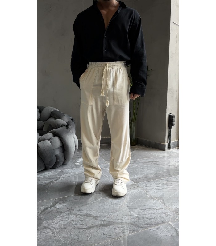 YENİ SEZON BAGGY BEJ KETEN PANTOLON
