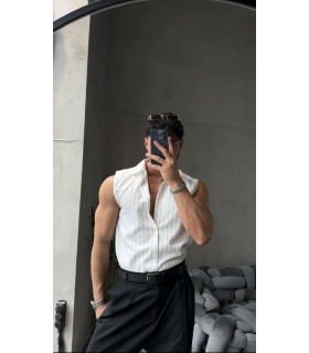 Yeni sezon beyaz çizgili spor gömlek