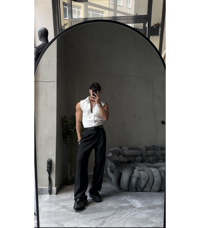 Yeni sezon beyaz çizgili spor gömlek