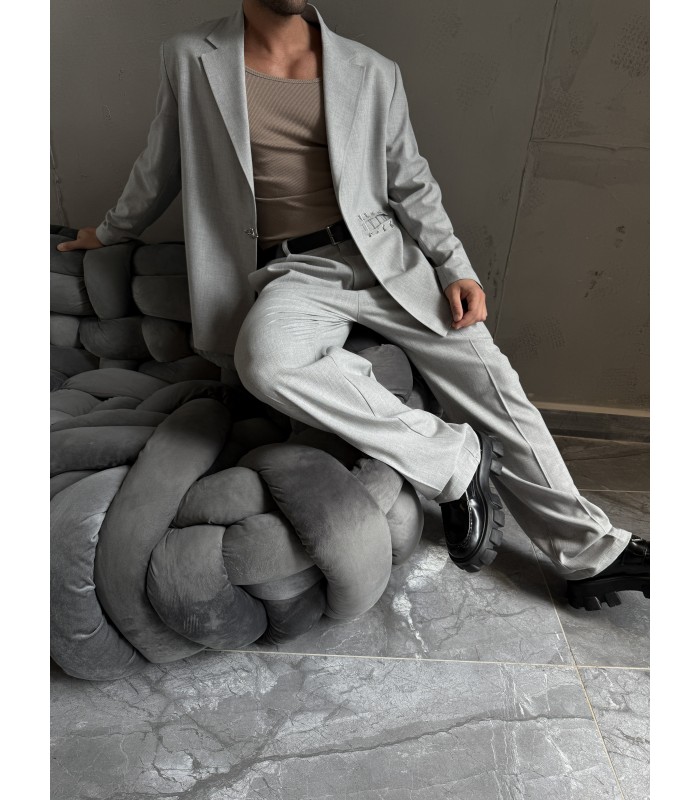 ÖZEL TASARIM OVERSİZE YANDAN KANCA DETAYLI GRİ TAKIM