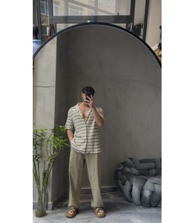 İNCE ŞERİT DETAYLI OVERSİZE GÖMLEK