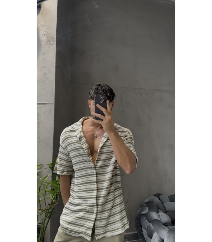 İNCE ŞERİT DETAYLI OVERSİZE GÖMLEK