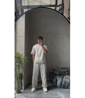 OVERSİZE YIKAMA KUMAŞ HAYALET DESENLİ TAKIM