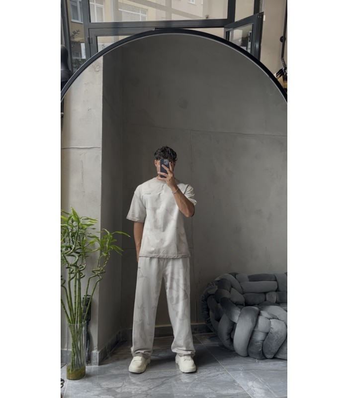 OVERSİZE YIKAMA KUMAŞ HAYALET DESENLİ TAKIM