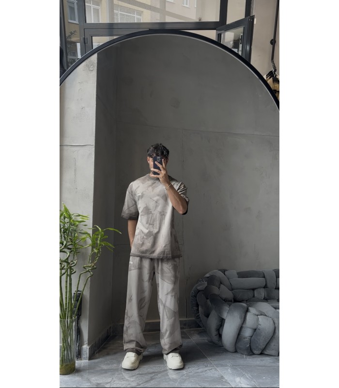 OVERSİZE YIKAMA KUMAŞ HAYALET DESENLİ TAKIM