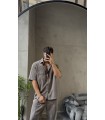 ÖN ÇİZGİ DETAYLI OVERSİZE KETEN TAKIM