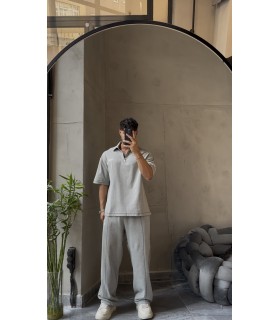 POLO YAKA OVERSİZE YIKAMA KUMAŞ EŞOFMAN TAKIM