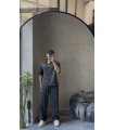 POLO YAKA OVERSİZE YIKAMA KUMAŞ EŞOFMAN TAKIM