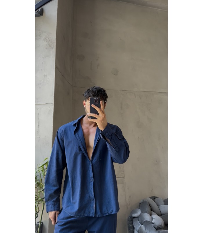 LACİVERT OVERSİZE KETEN TAKIM