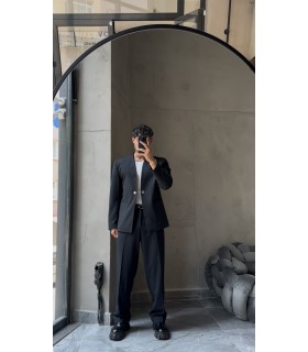 YENİ SEZON ÖN KANCA DETAYLI OVERSİZE LACİVERT TAKIM