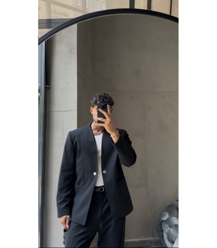 YENİ SEZON ÖN KANCA DETAYLI OVERSİZE LACİVERT TAKIM