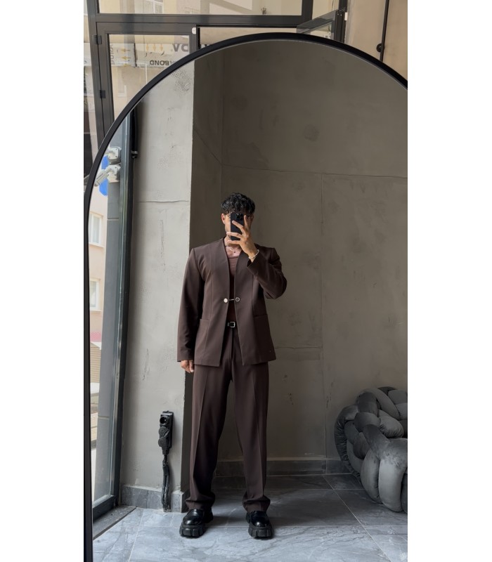 YENİ SEZON ÖN KANCA DETAYLI OVERSİZE KAHVE TAKIM