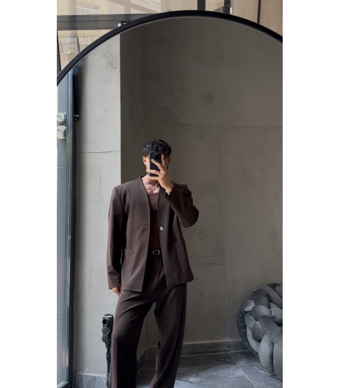 YENİ SEZON ÖN KANCA DETAYLI OVERSİZE KAHVE TAKIM