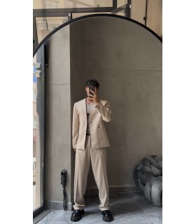 YENİ SEZON ÖN KANCA DETAYLI OVERSİZE BEJ TAKIM