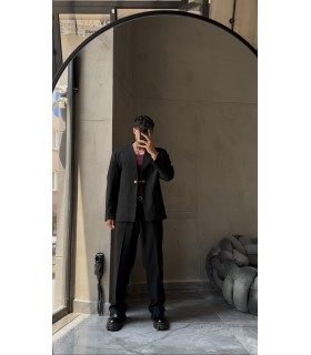 YENİ SEZON ÖN KANCA DETAYLI OVERSİZE SİYAH TAKIM