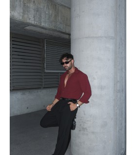 OVERSİZE YENİ SEZON BORDO GÖMLEK