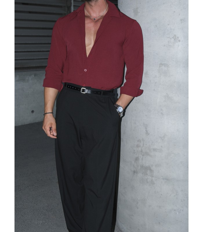 OVERSİZE YENİ SEZON BORDO GÖMLEK