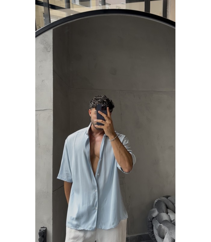 OVERSİZE ÖZEL KUMAŞ KISA KOL GÖMLEK