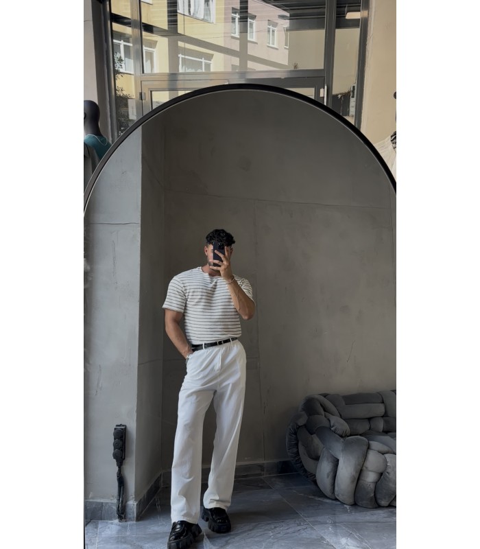 BİSİKLET YAKA ÇİZGİLİ TİRKO