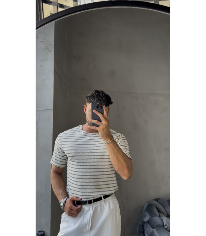 BİSİKLET YAKA ÇİZGİLİ TİRKO