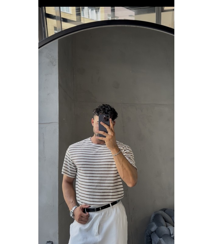 BİSİKLET YAKA ÇİZGİLİ TİRKO