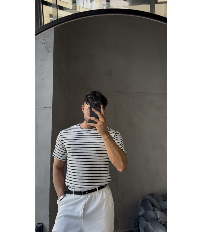 BİSİKLET YAKA ÇİZGİLİ TİRKO