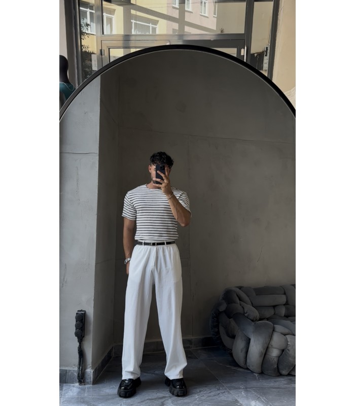 BİSİKLET YAKA ÇİZGİLİ TİRKO