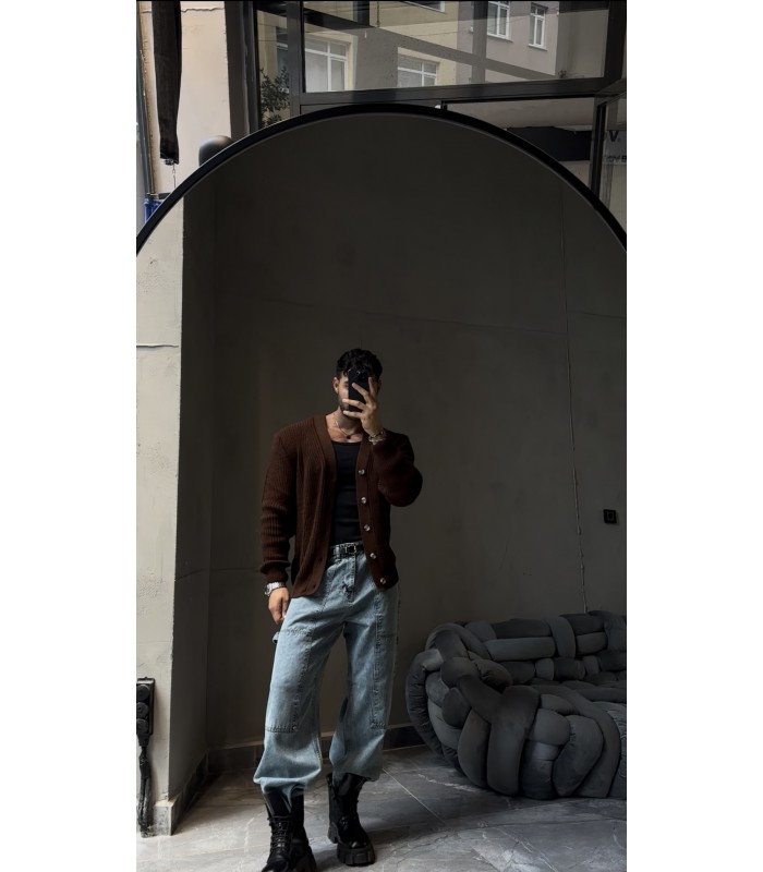 OVERSİZE CROP KESİM DÜĞME DETAYLI HIRKA