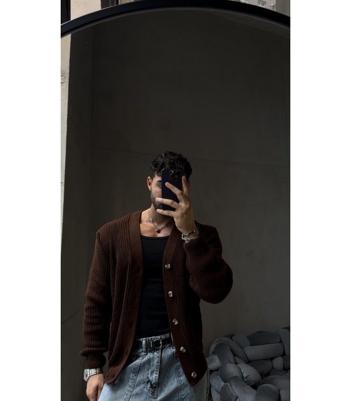 OVERSİZE CROP KESİM DÜĞME DETAYLI HIRKA