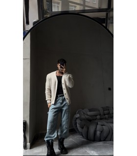 OVERSİZE CROP KESİM DÜĞME DETAYLI HIRKA