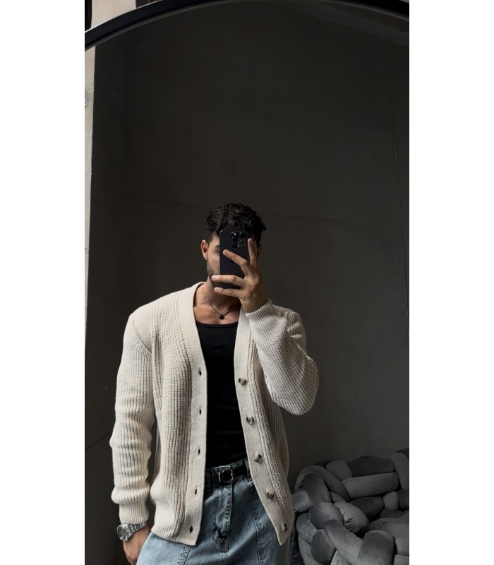 OVERSİZE CROP KESİM DÜĞME DETAYLI HIRKA