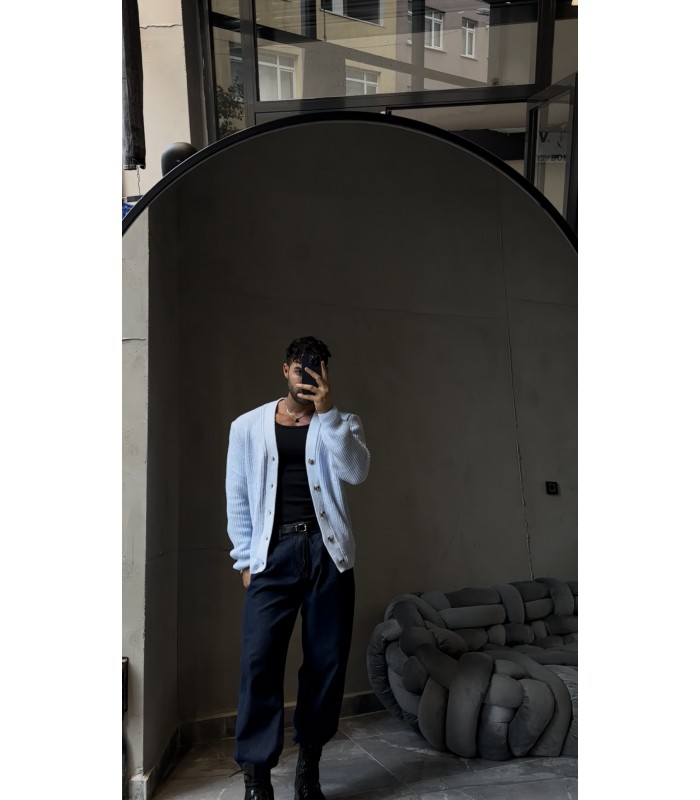 OVERSİZE CROP KESİM DÜĞME DETAYLI HIRKA