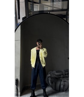 OVERSİZE CROP KESİM DÜĞME DETAYLI HIRKA