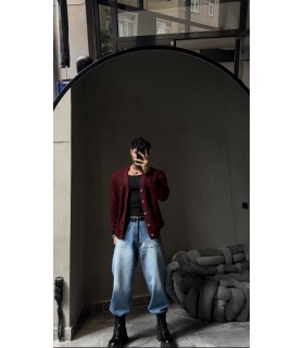 OVERSİZE CROP KESİM DÜĞME DETAYLI HIRKA