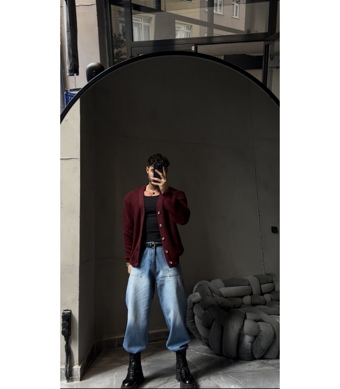 OVERSİZE CROP KESİM DÜĞME DETAYLI HIRKA