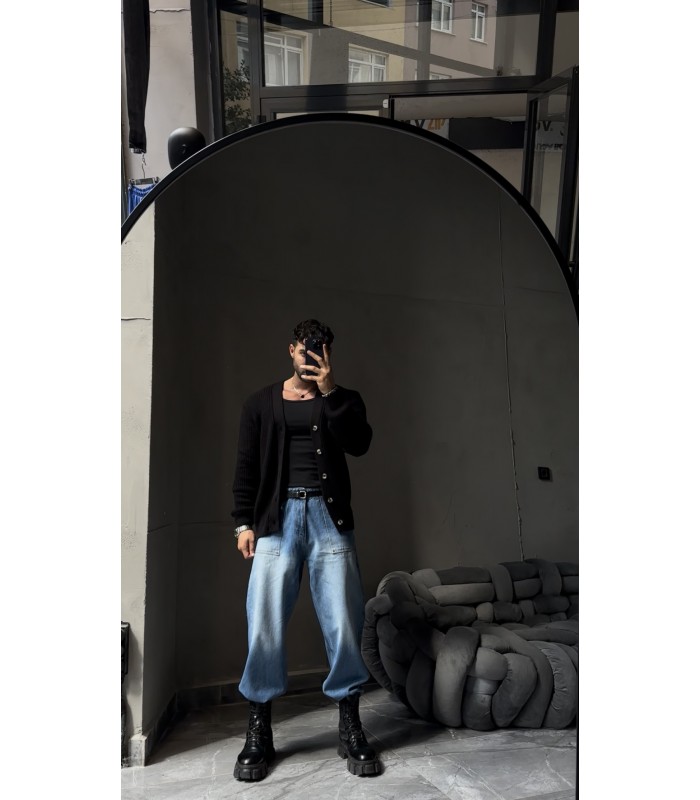 OVERSİZE CROP KESİM DÜĞME DETAYLI HIRKA